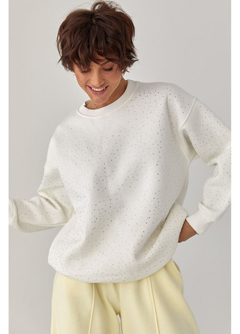 Молочный теплый свитшот с термостразами Lurex (366241644)