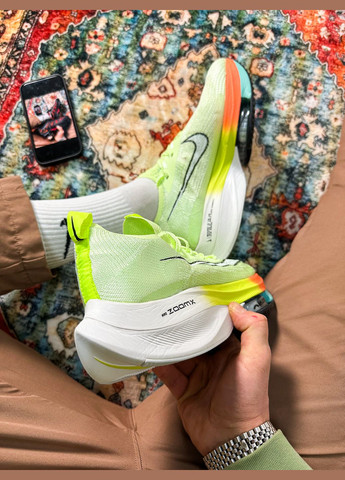 Зеленые демисезонные мужские и женские кроссовки nike air zoom alphafly next 2 green | найк аир зум алфафлай зеленые No Brand