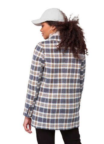 Светло-синий женский пиджак эльфа сине-белый клетка нитка Emass - демисезонный