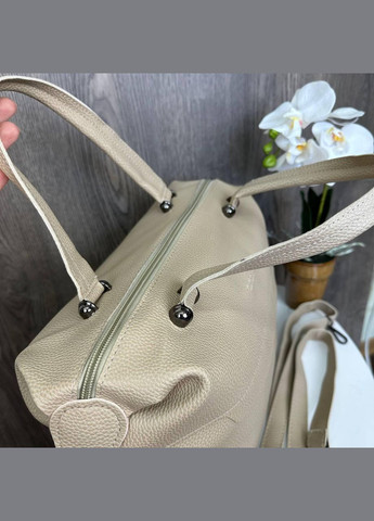 Жіноча сумка велика містка екошкіра чорна Бежевий No Brand (334730524)