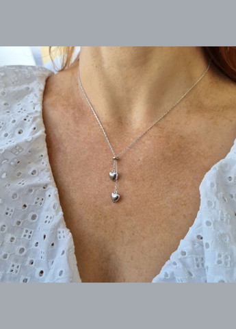 Срібна цепочка кольє Краватка з підвіскою Серце 40 - 44 см срібло 925 проби Родоване 4.40г 3014 No Brand (306854725)