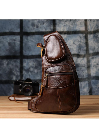 Сумка слинг через плечо мужская кожаная для телефона и для документов большая Коричневый 39014 Vintage (351403619)