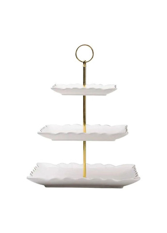 Этажерка для фруктов и десертов 3- ярусная квадратная, белая HP-7-730 Yiwu (370800200)