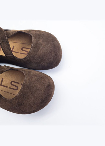 Жіночі балетки (р) замшa 0-1-1-200184-1 ALLSY | темно-коричневі (328836477)