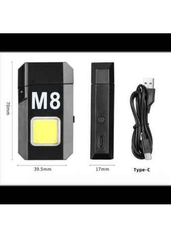 Электроимпульсная спиральная зажигалка M8 с фонариком 3W, зарядкой от USB MDR No Brand (371794108)