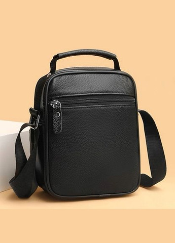 Чоловіча шкіряна сумка через плече практичний месенджер із натуральної шкіри з ручкою чорна 17*21*9 см Tiding Bag (338373011)