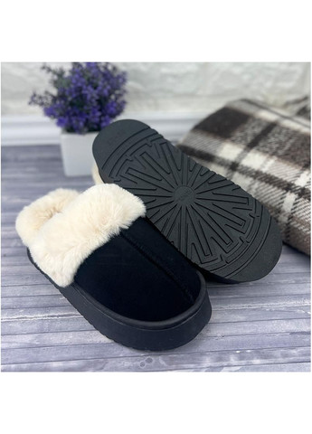 Черные тапочки жiночi домашнi в стилi угг на платформi е-008066-1 чорнi Jomix
