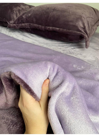 Постільна білизна Баклажановий + Бузковий, плюш Двухспальний розмір, наволочки 50/70 No Brand (363191626)