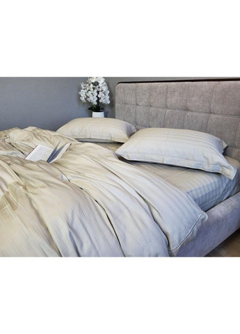 Постільна білизна Мульти страйп сатин беж, PREMIUM Евро розмір, наволочки 50/70 No Brand (363191769)