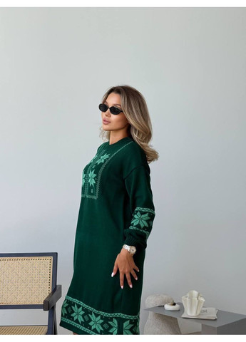 Смарагдова повсякденний сукня в'язана тепла  LeVi