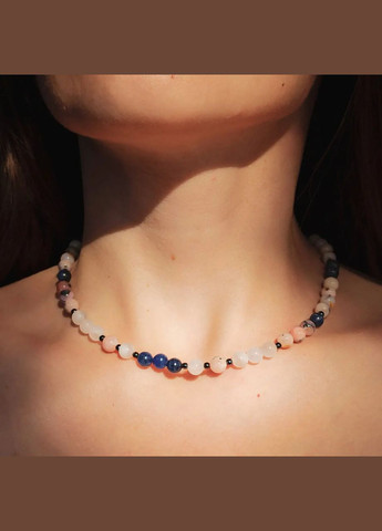 Чокер натуральный Адуляр (Лунный камень), Опал дендритовый, Содалит, фур-ра гип-ный сплав цвет серебро d-6мм+- L-40-45см No Brand содалит, опал, лунный камень латунь серебро (301535114)