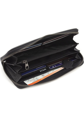 Чёрный женский портмоне на молнии из телячьей кожи W004 Black Marco Coverna (303831988)