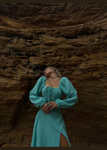 Мятное кэжуал платье со шнуровкой на спине Adelante однотонное