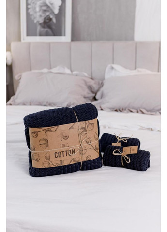 Вязаная наволочка COTTON синяя 45х45 см декоративная для интерьера. ProDobro (369378076)