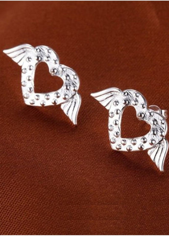 Посеребренный набор кулон и серьги сердца на крыльях, 10-263 No Brand (367960466)