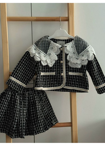 Комбінований демісезонний комплект для дівчинки піджак і спідничка 10911 No Brand