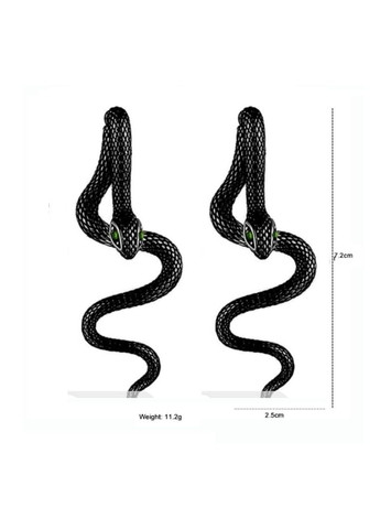 Серьги в виде змеи с изумрудными глазами Черный М280254 Jingrong (316631953)