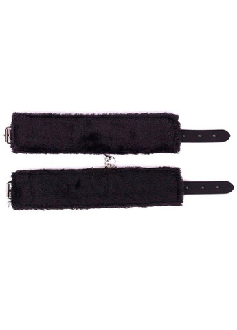 Чорні шкіряні наручники з хутром - Садо-мазо No Brand (288538195)