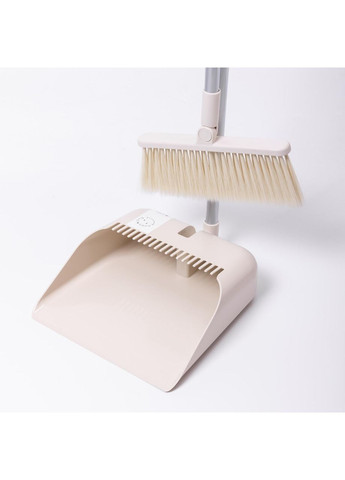 Набір віник і совок на довгій ручці для підлоги 25×24×100 см щітка віник для прибирання Бежевий HP-45-15BE Yiwu (370373091)