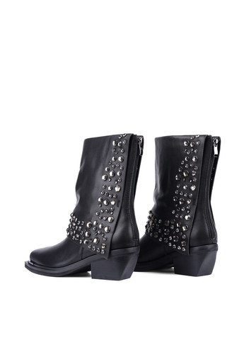 Осенние женские ботинки i240716 черная кожа Alma en Pena