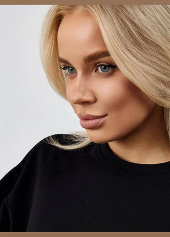 Чорний базовий кроп-світшот Style Point однотонний без декору (342075874)