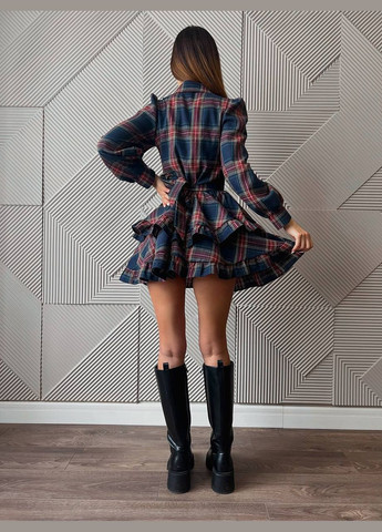 Синя повсякденний сукня жіноча Україна в клітинку