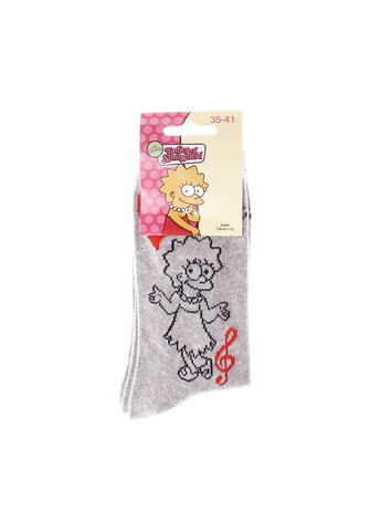 Сірі шкарпетки lisa i love music 1-pack light gray The Simpsons однотонні (333960564)