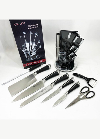 Набор Кухонных ножей с ножницами и подставкой UN-1838, Поварской нож нержавеющая сталь Unique (364664046)