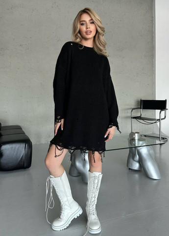 В'язана туніка оверсайз з рваними елементами Україна (303402829)