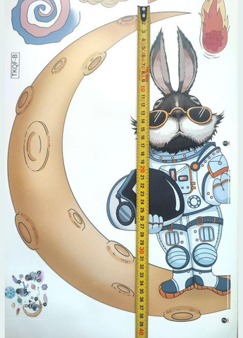 Вінілові наклейки 3 Космонавта Собаки Заєць (лист 60 х 90 см) Б365-17 TKQF-AB BRUP (338624934)