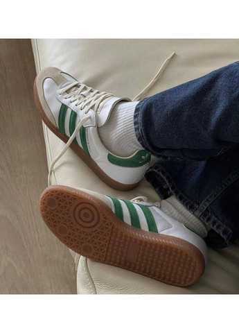 Серые демисезонные кроссовки мужские adidas samba white green адидас самба No Brand