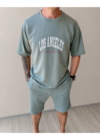Оливковий чоловічий літній костюм los angeles No Brand