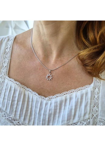 Срібна підвіска підвіс Сонце в Білих каменях срібло 925 проби Родоване 3289р 1.10г No Brand (336025579)