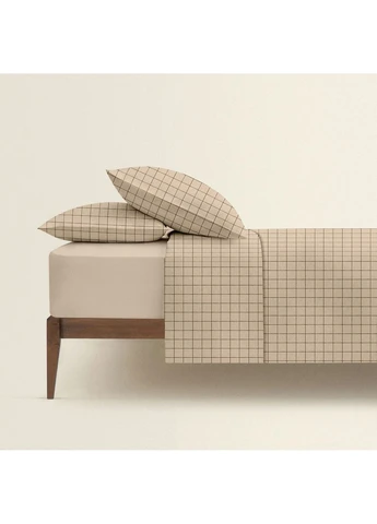 Евро постельное белье с простыней на резинке BEIGE GEOMETRY CS2 (4822052142356) Cosas (392831961)