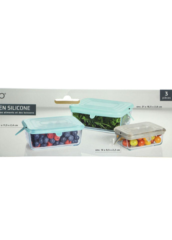 Набор силиконовых прямоугольных крышек для посуды 3 шт. комбинированный Ernesto (353745887)