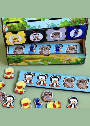 Дерев'яна настільна гра "Птахи" (ПСД167) PSD167 сортер-комодик Ubumblebees (302385568)