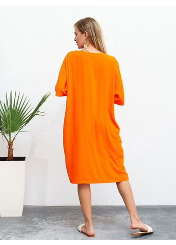 Комбинированное платье 13465 оранжевое ISSA PLUS однотонное