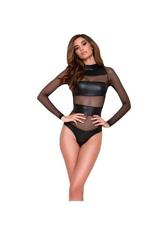 Комбінований демісезонний ефектне латексне боді із сіточкою -