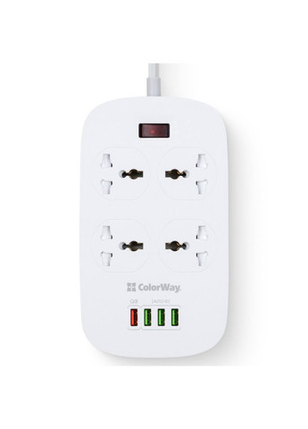 Мережевий фільтр живлення 4 розетки/4USB White 1.8м (1QC3.0 + 3 AUTO ID) (CW-CHU44QW) Colorway (306618290)