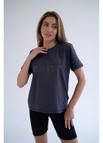 Темно-серая летняя женская хлопковая футболка new york пепельная Teamv