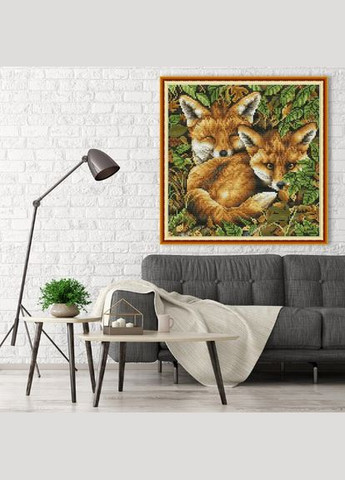 Набір для вишивання за нанесеною на канву схемою "Two Fox 2".AIDA 14CT printed, 31*31 см Joy Sunday (313613591)