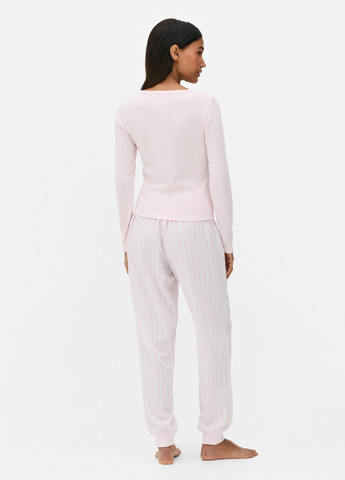 Пудровая всесезон мягкая плюшевая пижама flannel pyjama set домашний комплект серый (8268) лонгслив + брюки Primark