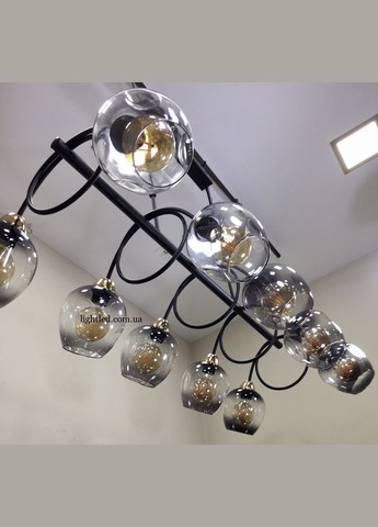 Чорна люстра планка на 10 ламп Molecule (52-L7915-10 BK+BK) No Brand (370069552)