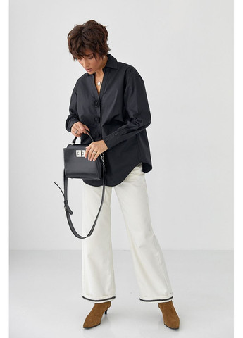 Черная классическая рубашка однотонная Lurex