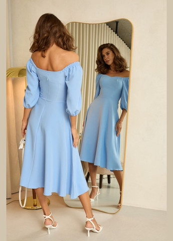 Блакитна коктейльна плаття а-силует First Woman однотонна