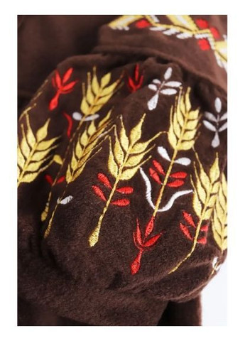 Коричневое флисовое платье с вышивкой колоски No Brand (369480801)