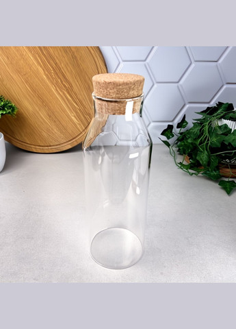 Стеклянная бутылка для напитков с пробковой крышкой 1.2 л No Brand (314963367)