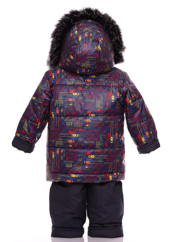 Синій зимній комбінезон для хлопчика на холлофайбері з принтом машинок стиль синій 86 см (33905) BABYKROHA