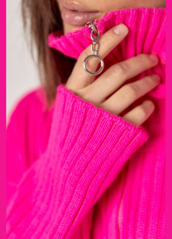 Фуксиновий (колору Фукія) демісезонний жіночий светр з блискавкою на комірі - синій колір, one size (sku_01013) No Brand