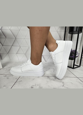 Кроссовки белые из натуральной кожи на высокой массивной подошве платформе No Brand белые (322650811)